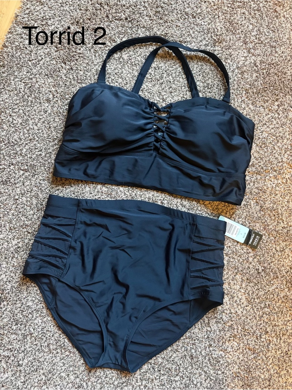 torrid Black Lace-Up Bandeau High-Waist Bikini